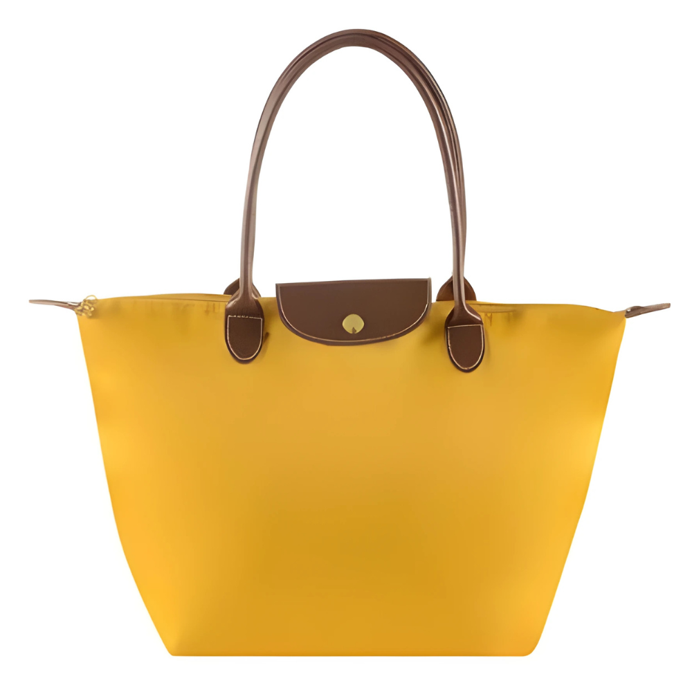 Handtas van nylon met leren schouderbanden voor dames