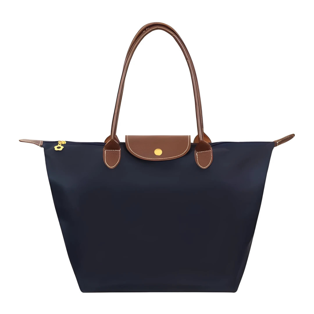 Handtas van nylon met leren schouderbanden voor dames