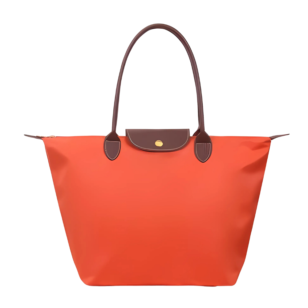 Handtas van nylon met leren schouderbanden voor dames