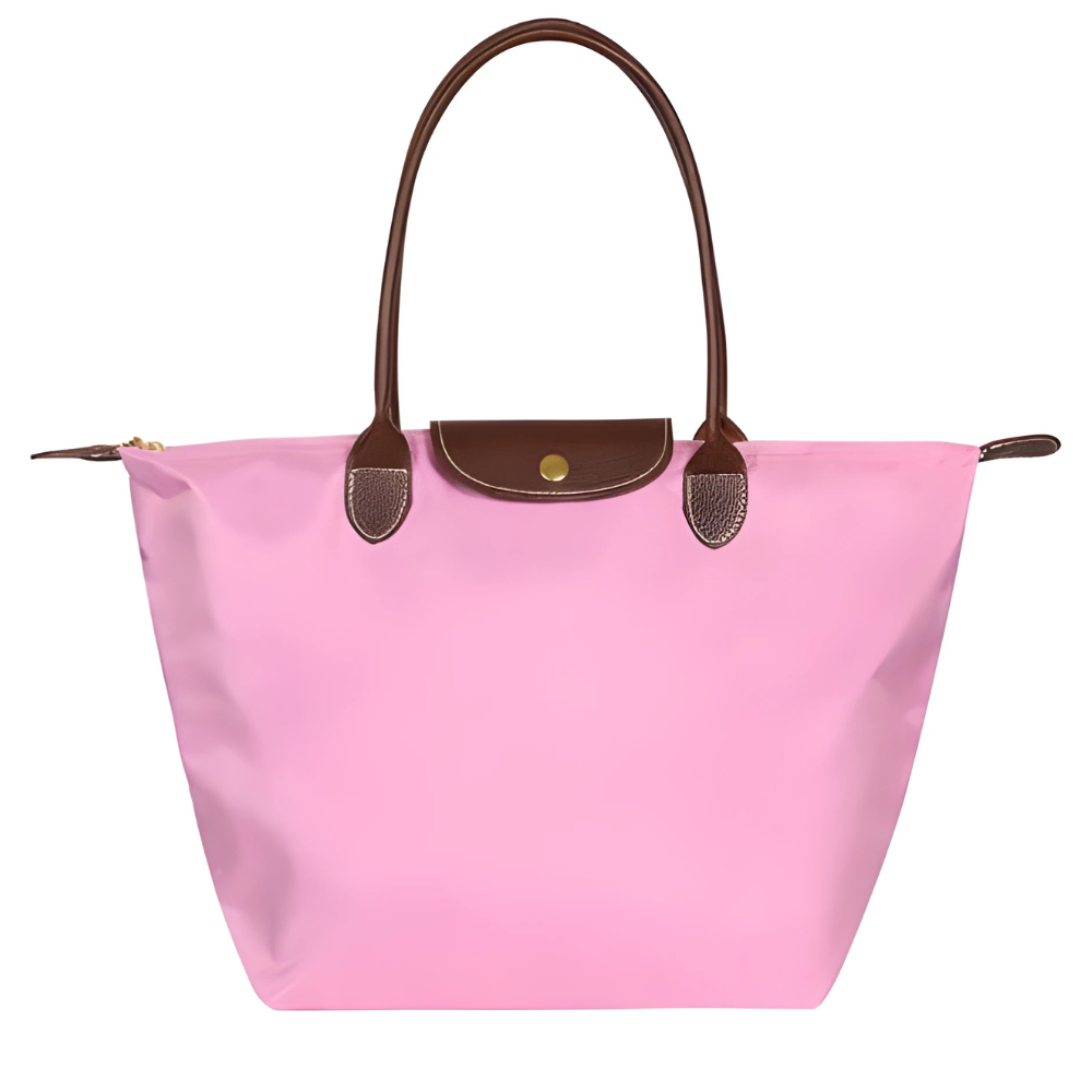 Handtas van nylon met leren schouderbanden voor dames