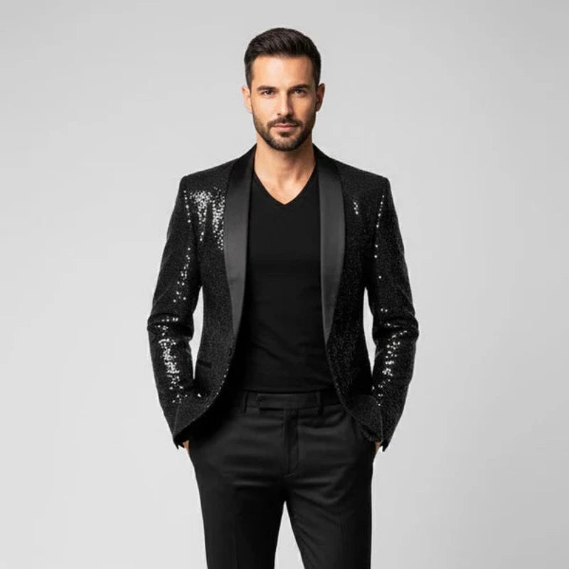 Heren Blazer met Glitters in Smokingstijl