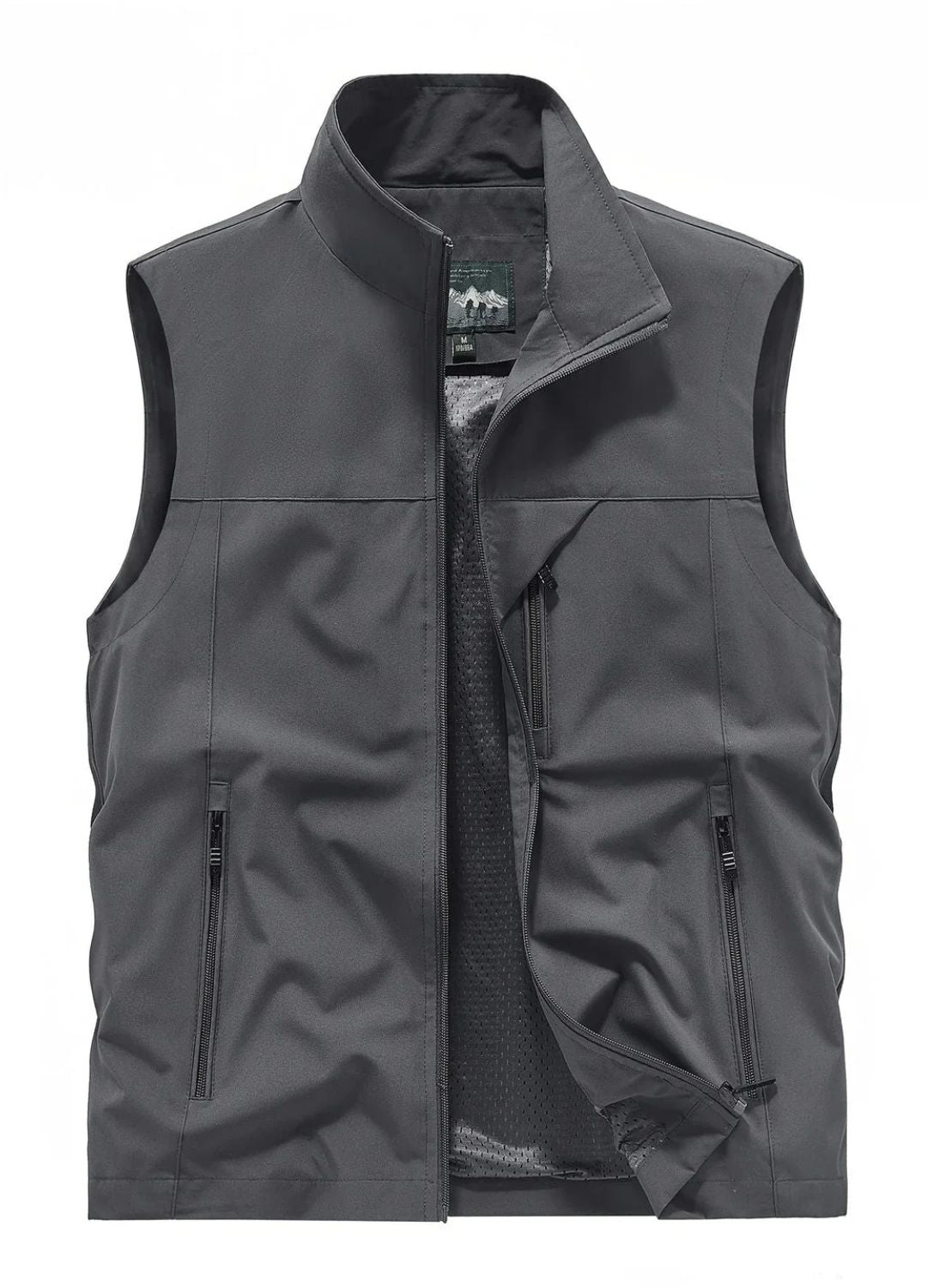 Heren Cargo Bodywarmer met Opstaande Kraag en Ritssluiting