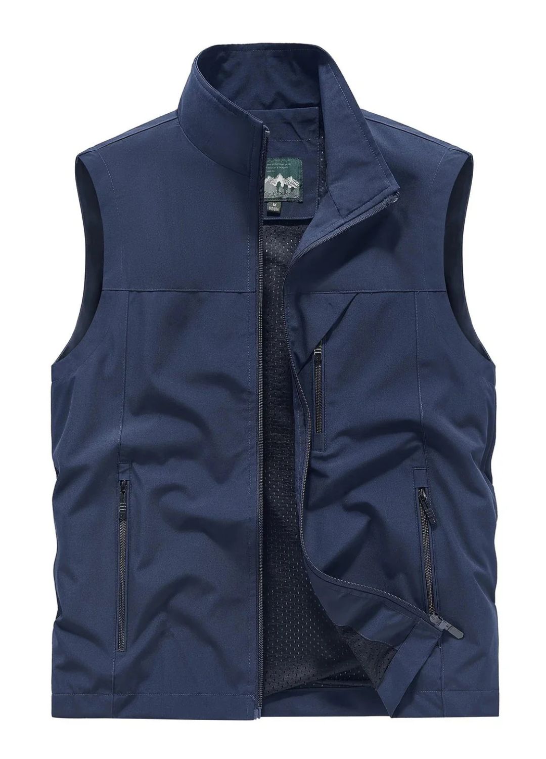 Heren Cargo Bodywarmer met Opstaande Kraag en Ritssluiting