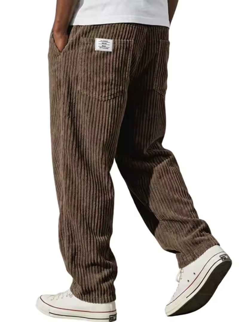 Heren Corduroy Broek met Rechte Pijpen en Losse Pasvorm