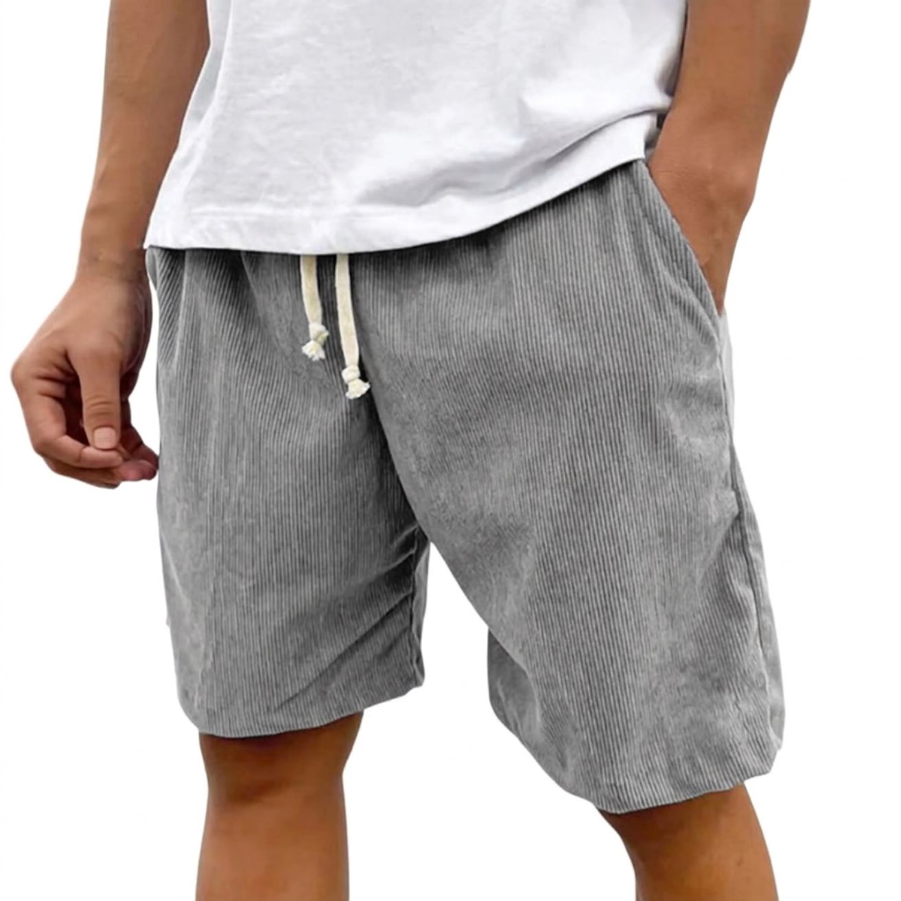 Heren Corduroy Jogger Short met Trekkoord en Steekzakken