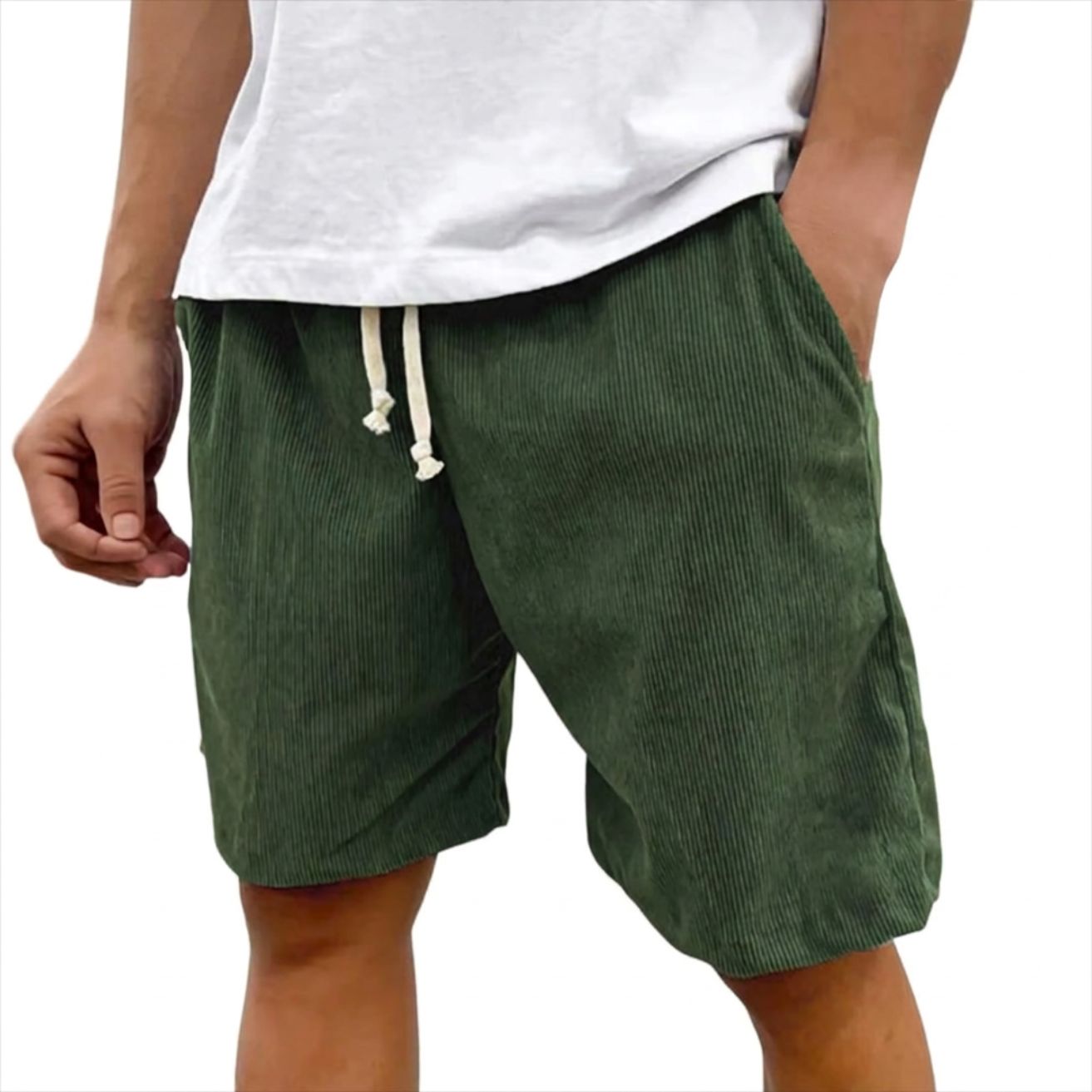 Heren Corduroy Jogger Short met Trekkoord en Steekzakken