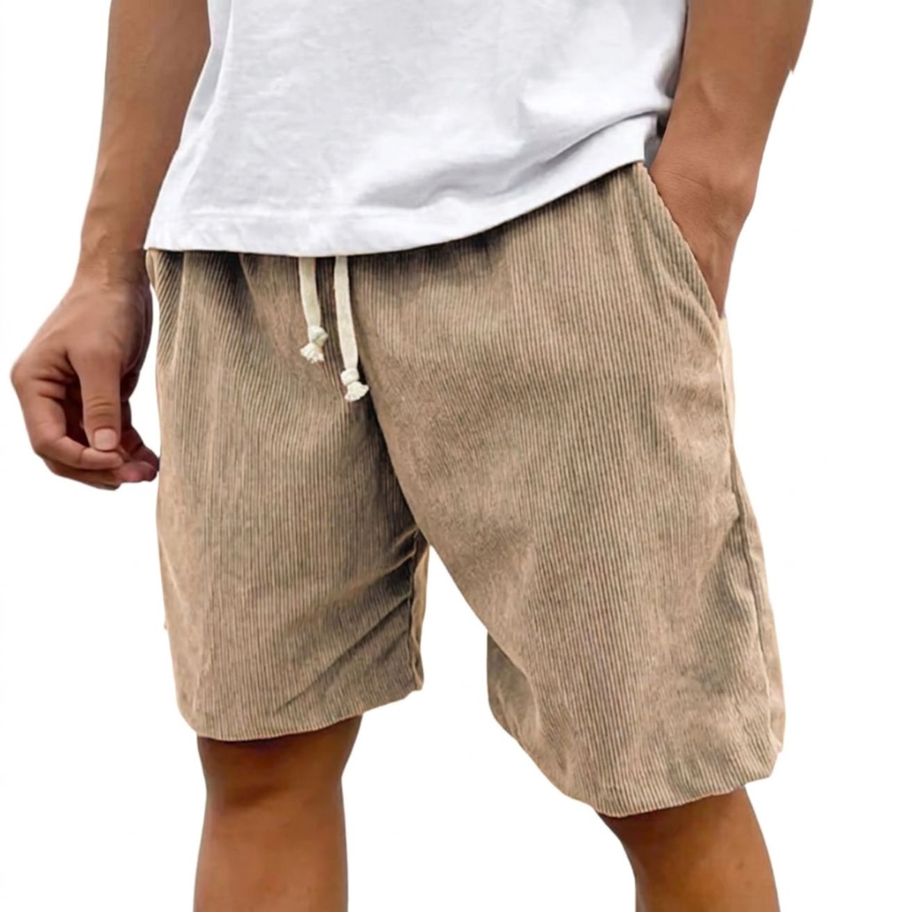 Heren Corduroy Jogger Short met Trekkoord en Steekzakken