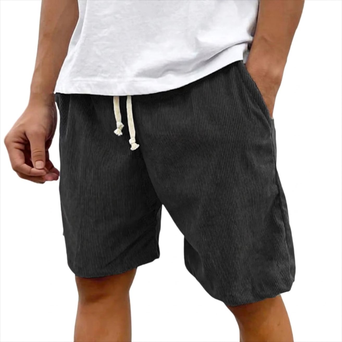 Heren Corduroy Jogger Short met Trekkoord en Steekzakken