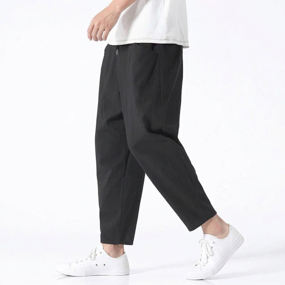 Heren Cropped Broek met Elastische Tailleband en Trekkoord