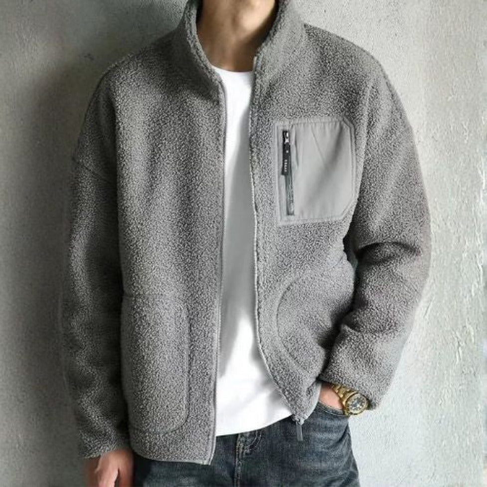 Heren Fleece Jas met Ritssluiting en Opstaande Kraag