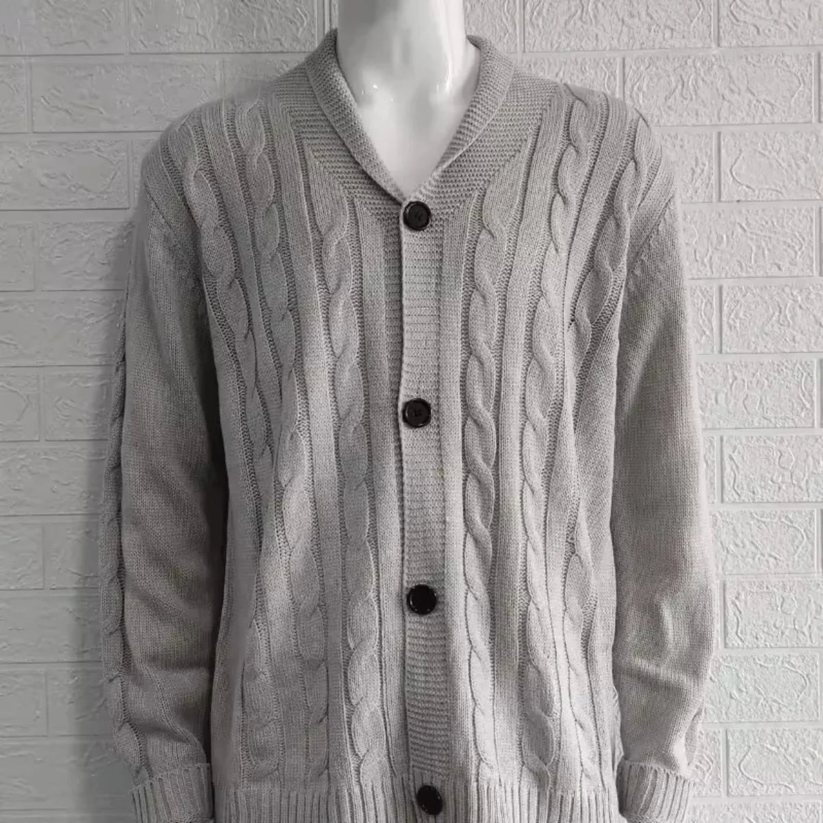 Heren Gebreid Vest met Knoopsluiting en Kabelpatroon