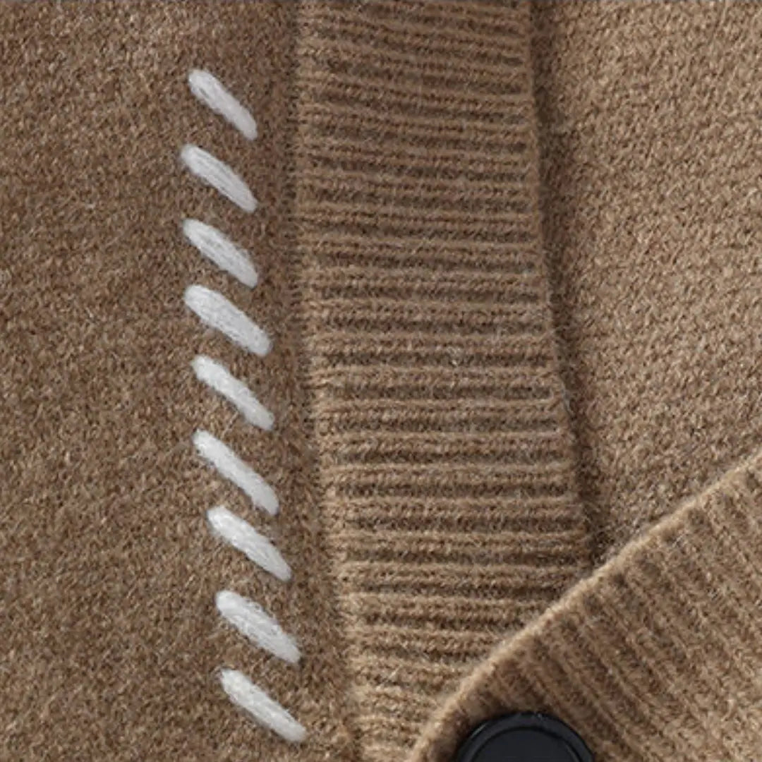 Heren Gebreid Vest met Knoopsluiting en Stikseldetails