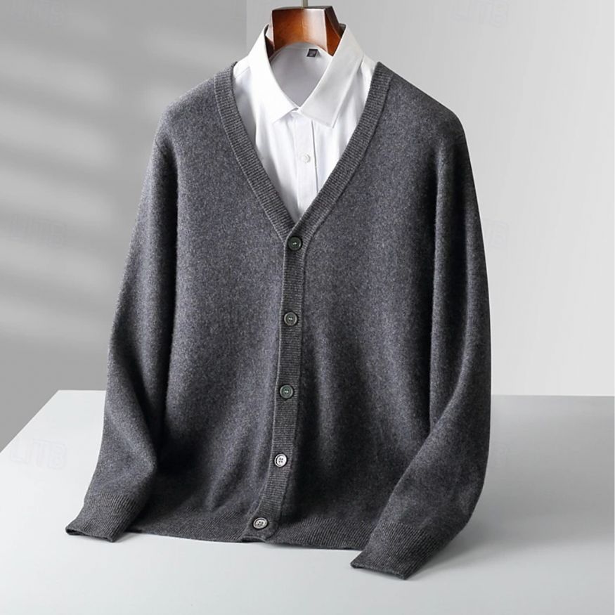 Heren Gebreid Vest met V-Hals en Knoopsluiting