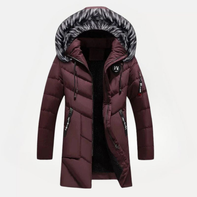 Heren Gevoerde Lange Winterjas met Capuchon