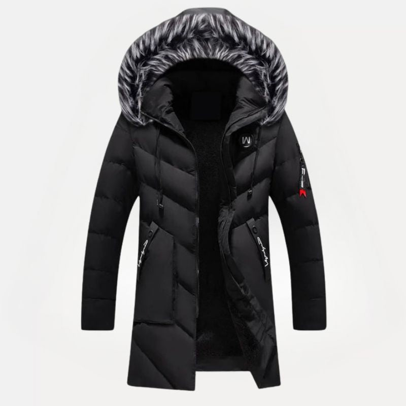 Heren Gevoerde Lange Winterjas met Capuchon
