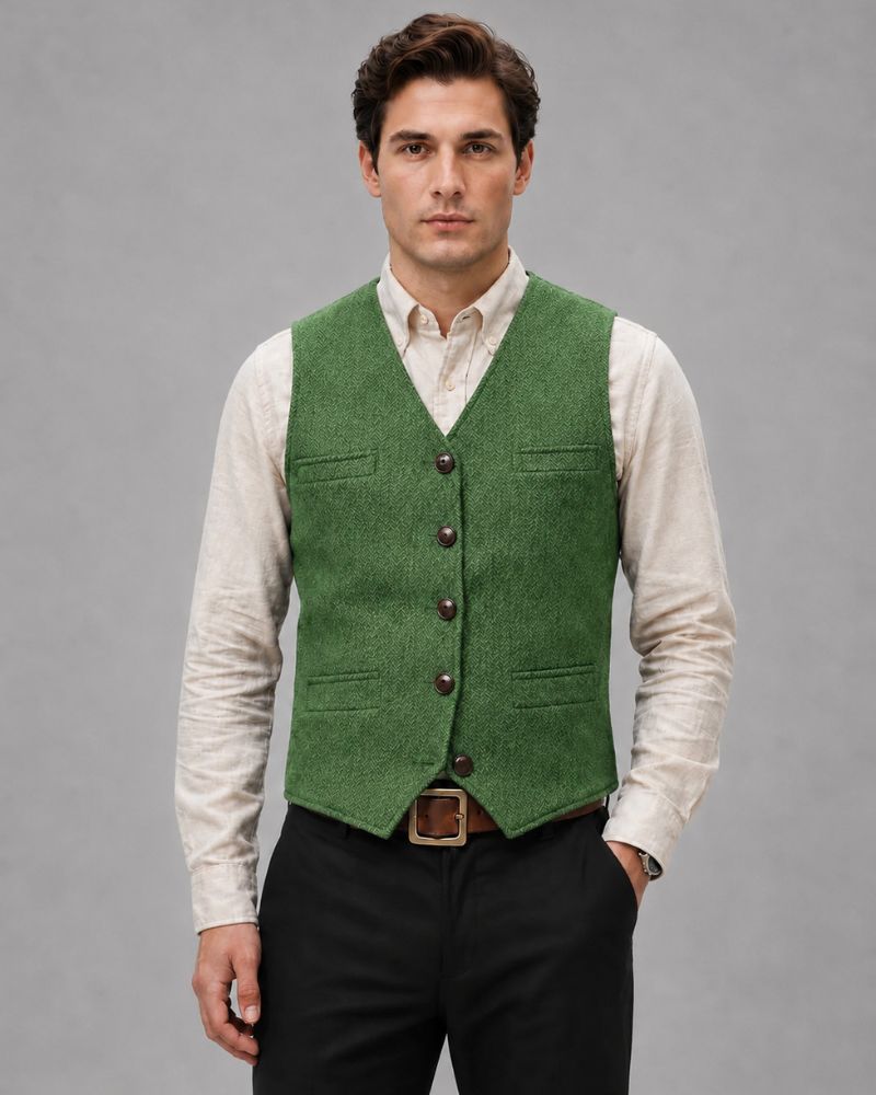 Heren Gilet met Knoopsluiting en V-hals