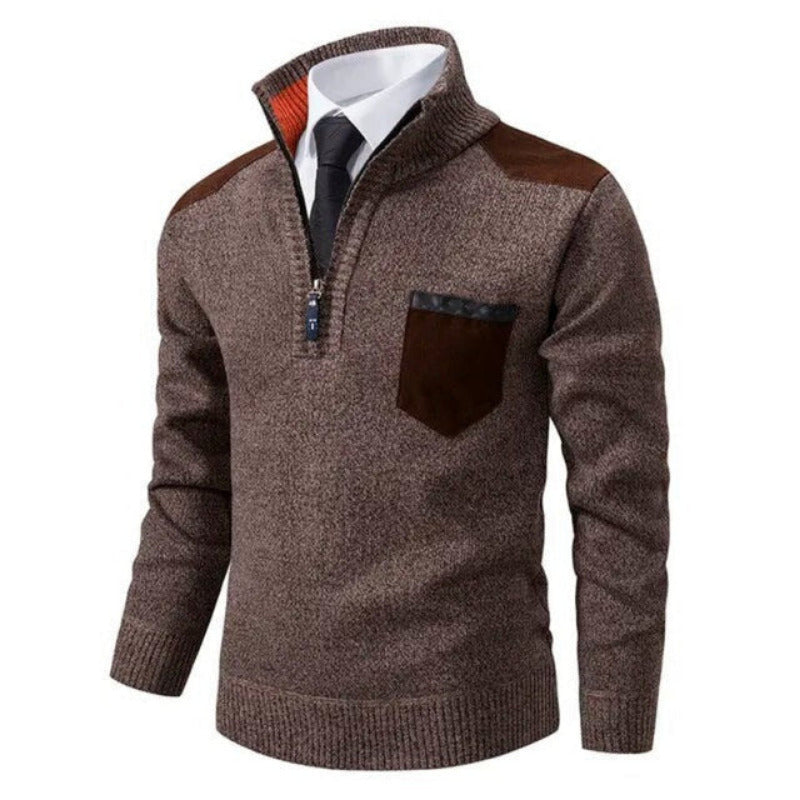 Heren Half-Zip Trui met Kraag en Borstzak