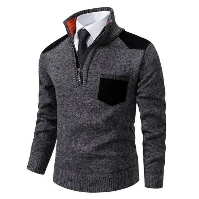 Heren Half-Zip Trui met Kraag en Borstzak