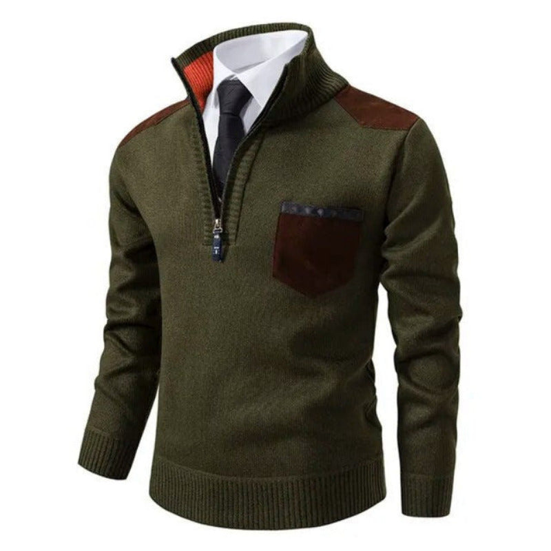 Heren Half-Zip Trui met Kraag en Borstzak