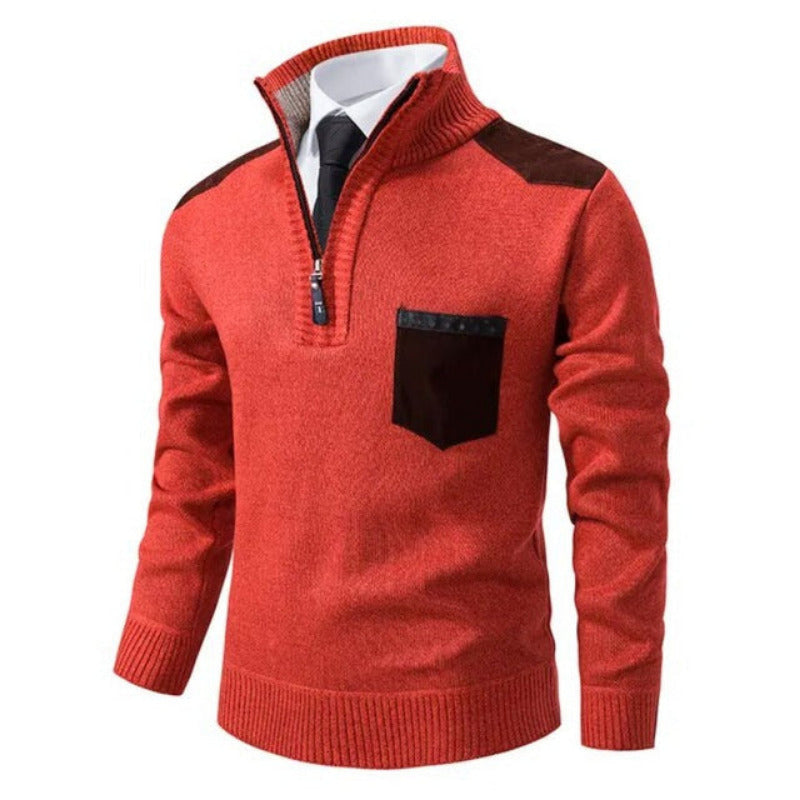 Heren Half-Zip Trui met Kraag en Borstzak