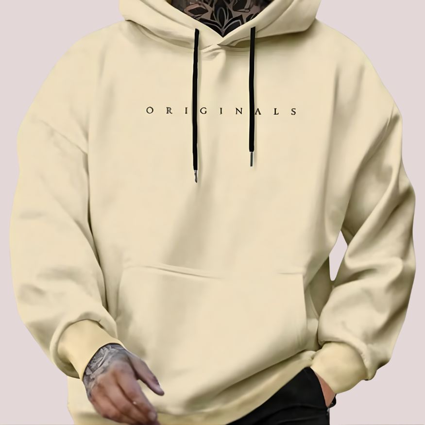Heren Hoodie met Borduursel aan Voorkant en Kangoeroezak