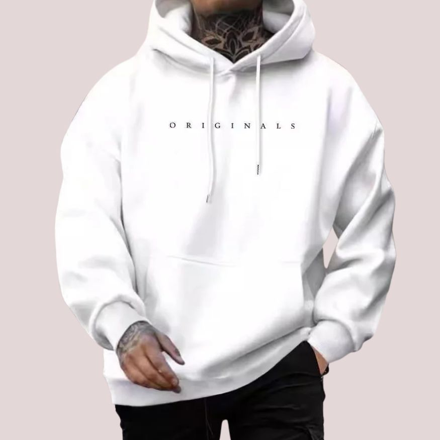 Heren Hoodie met Borduursel aan Voorkant en Kangoeroezak