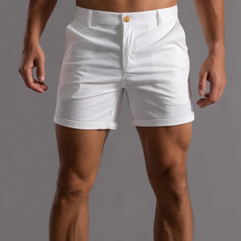 Heren Korte Broek met Slim Fit en Knoopsluiting