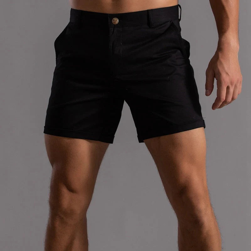 Heren Korte Broek met Slim Fit en Knoopsluiting