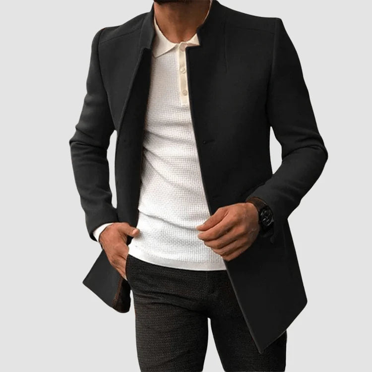 Heren Lange Jas met Regular Fit en Knoopsluiting