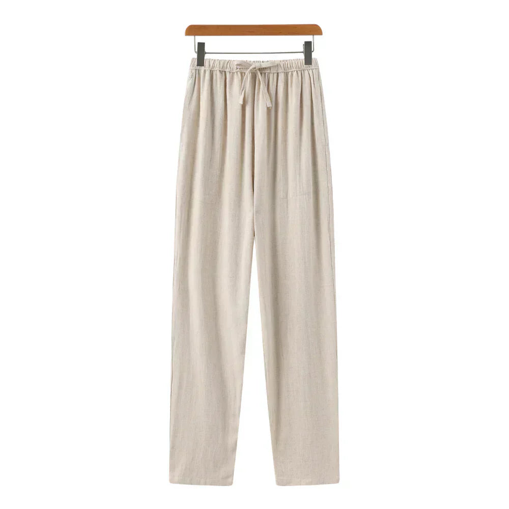 Heren Linnen Zomerbroek met Elastische Taille en Trekkoord