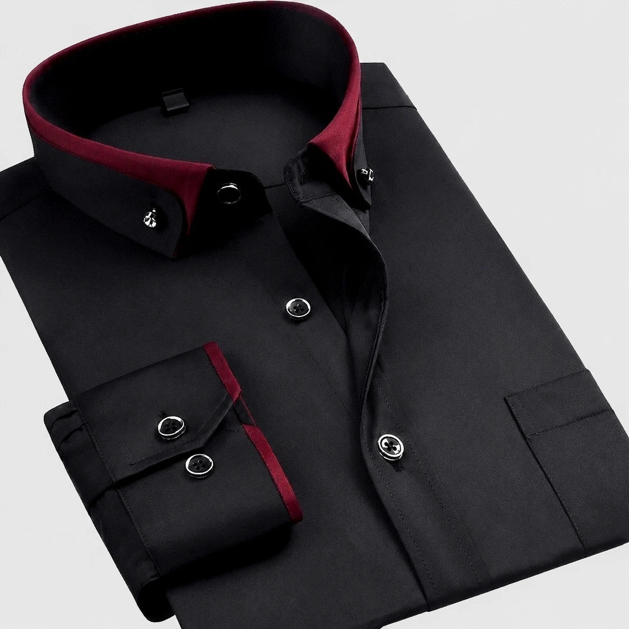 Heren Overhemd met Stretch en Contrasterend Detail
