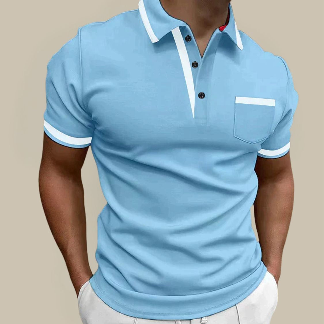 Heren Polo met Contrastbies en Korte Mouwen