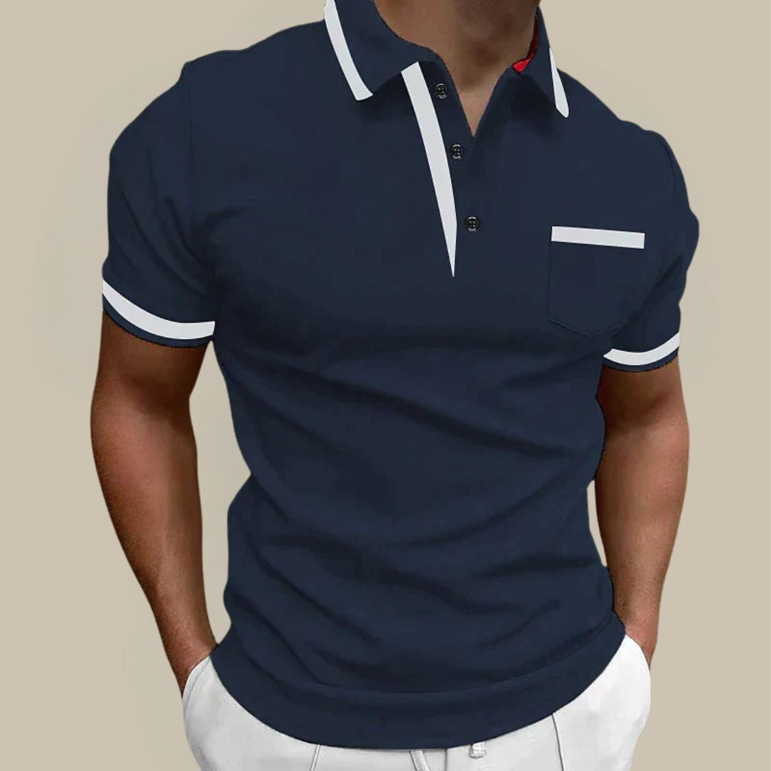 Heren Polo met Contrastbies en Korte Mouwen