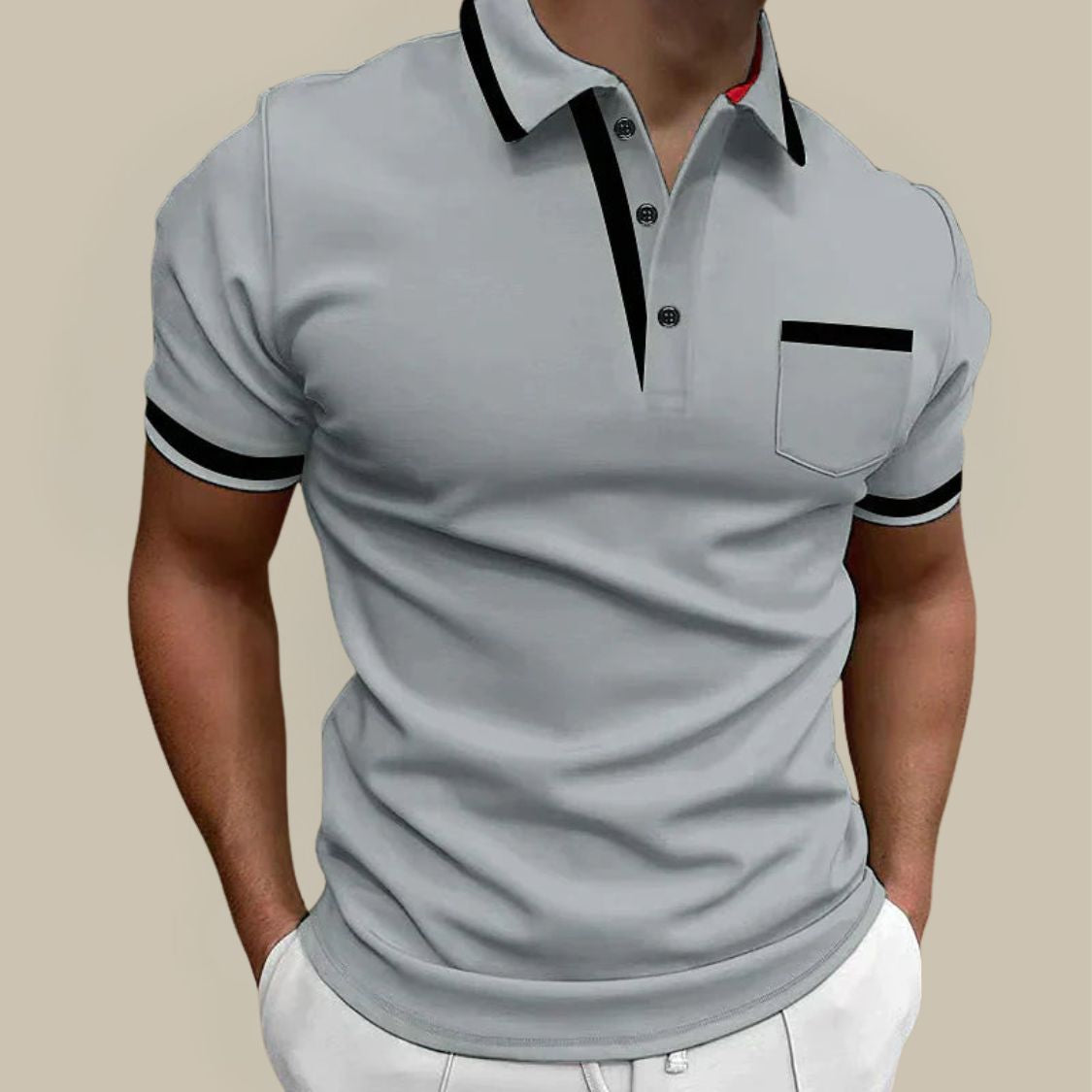 Heren Polo met Contrastbies en Korte Mouwen