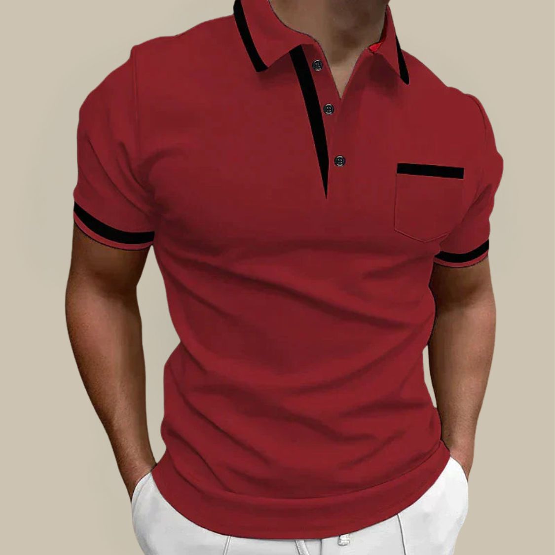 Heren Polo met Contrastbies en Korte Mouwen