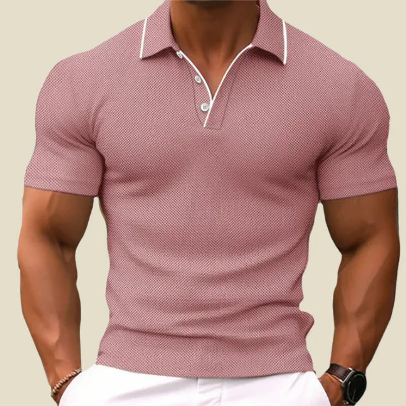 Heren Polo met Knoopsluiting en Contrastbies