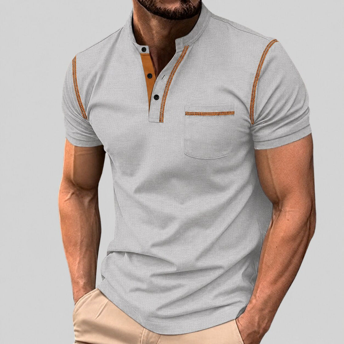 Heren Polo met Opstaande Kraag en Contrastbies
