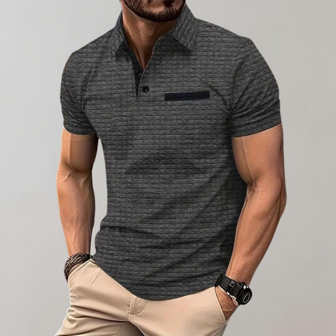 Heren Poloshirt met Ruitpatroon en Contrasterend Detail
