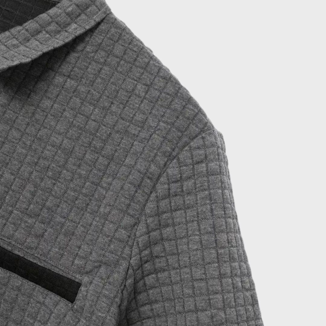 Heren Poloshirt met Ruitpatroon en Contrasterend Detail