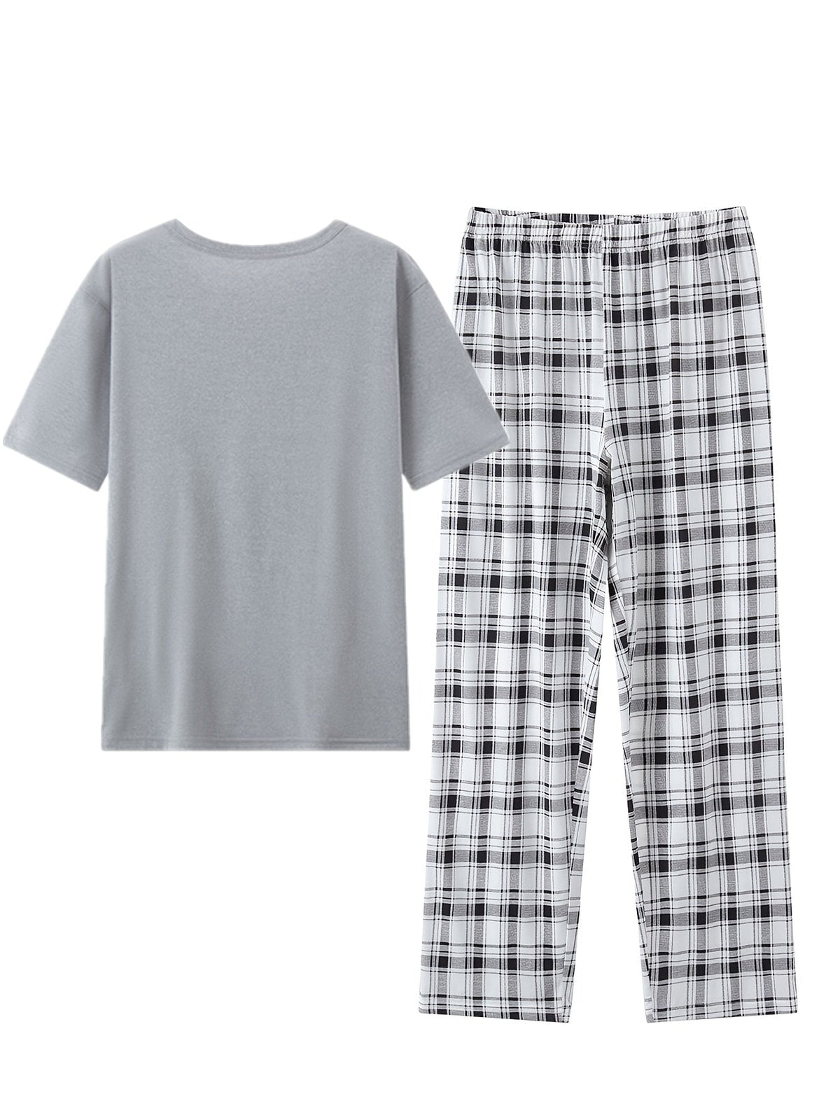 Heren Pyjamaset met Korte Mouwen en Geruite Broek