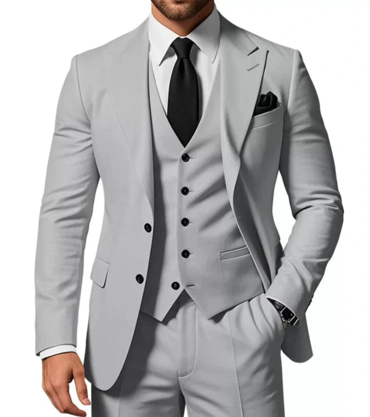 Heren Slim Fit 3-Delig Pak met Blazer, Gilet en Pantalon