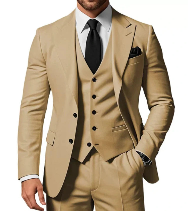 Heren Slim Fit 3-Delig Pak met Blazer, Gilet en Pantalon