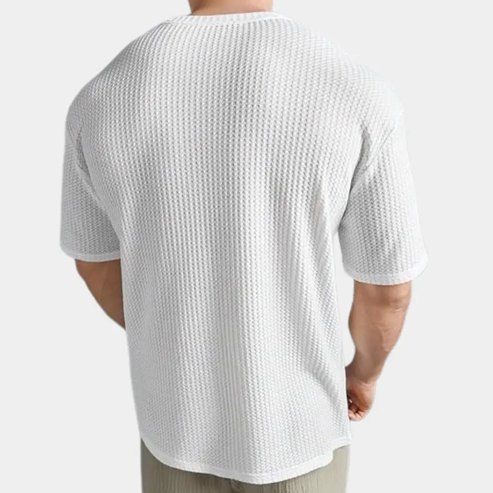 Heren T-shirt met Ronde Hals en Wafelpatroon