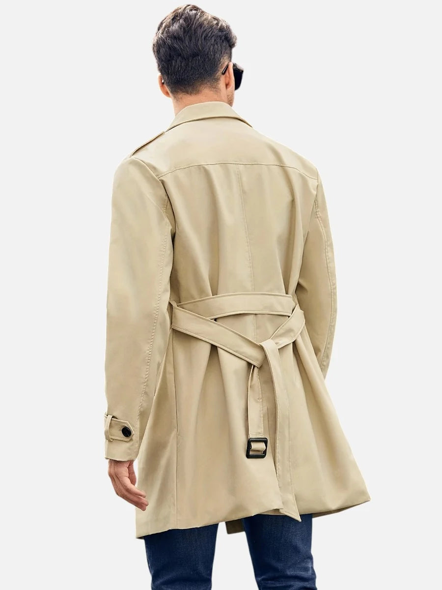 Heren Trenchcoat met Dubbele Knoopsluiting en Ceintuur