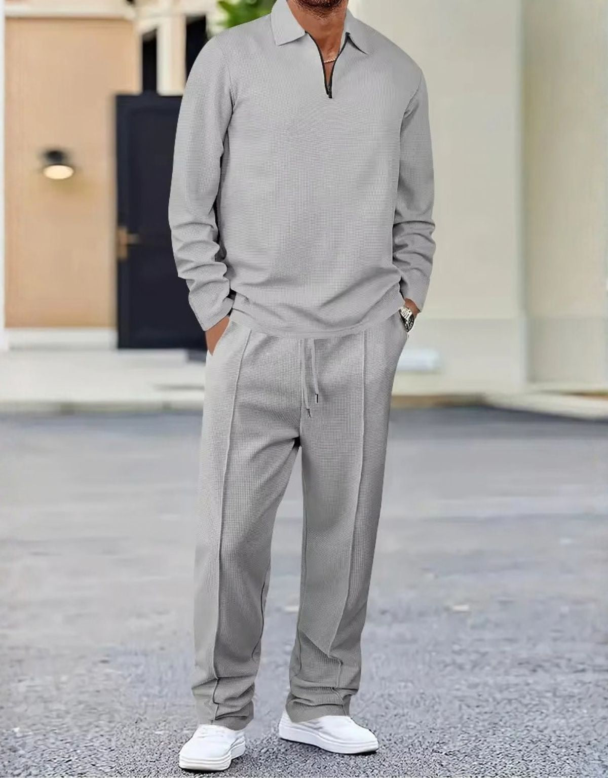 Heren Tweedelig Set met Polo en Rechte Broek