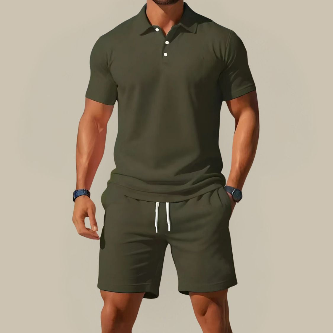 Heren Tweedelige Zomerset met Poloshirt en Korte Broek