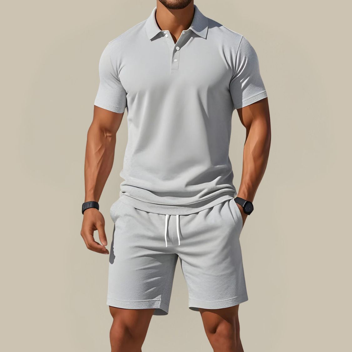 Heren Tweedelige Zomerset met Poloshirt en Korte Broek