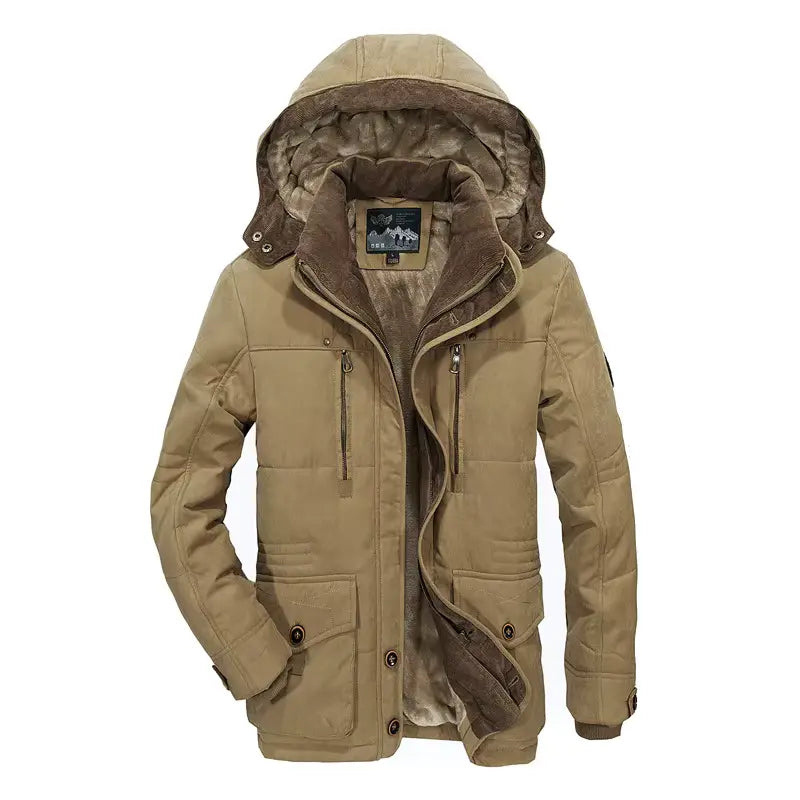 Heren Winterjas met Afneembare Capuchon en Fleecevoering