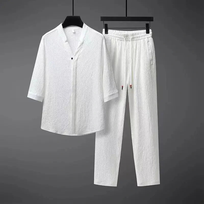 Heren Zomerset met V-hals Shirt en Rechte Broek