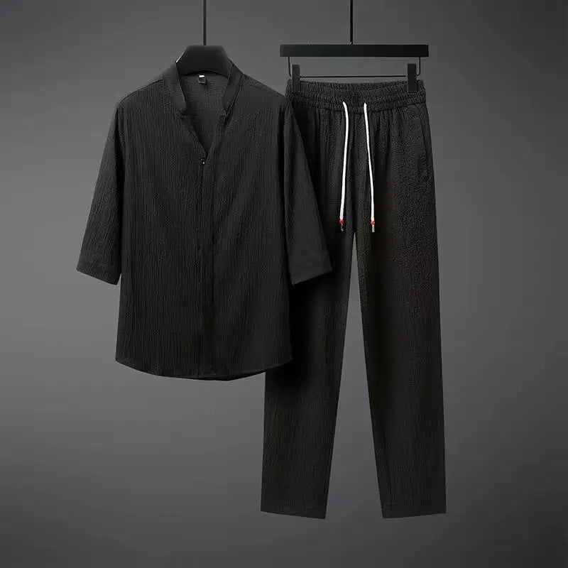 Heren Zomerset met V-hals Shirt en Rechte Broek